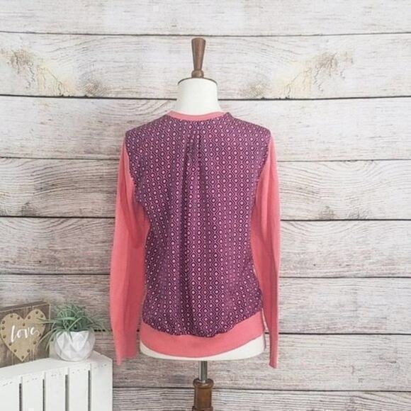 LOFT Cardigan Long Sleeve Geometric Pink Size Medium Petite - Picture 2 of 3
